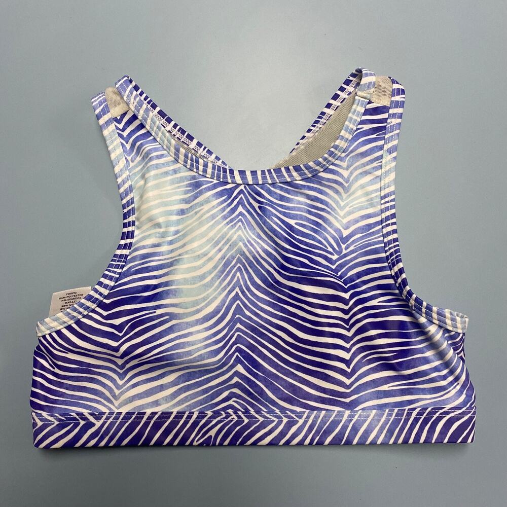 Z by Zella Girls Sz 8 Swim Bathing Suit Top Athletic Pullover Style Zebra, 2131